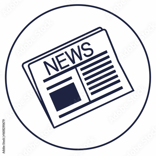 News Icon: Newspaper Inside Circle, Vector Illustration
