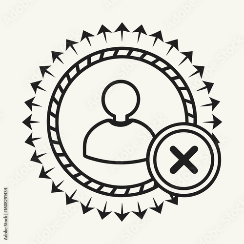 User Profile Denied Access Icon - Account Removal or Blocked Status Symbol in Outline Style for Digital Interface