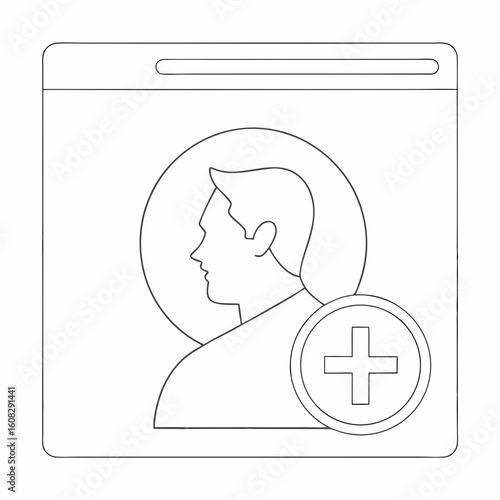 Digital User Profile Creation and Account Management Icon in Browser Window