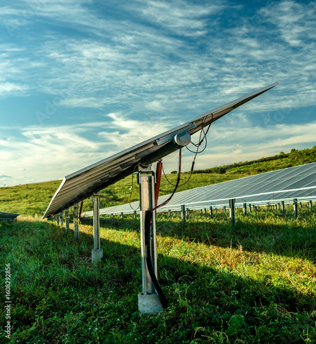 Solar Energy: photovoltaic panel modules and details of parts for clean energy generation