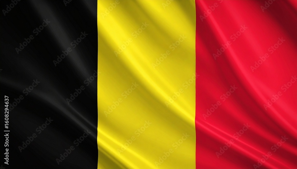 Obraz premium Waving Flag of Belgium - Iconic Black, Yellow & Red Vertical Stripes