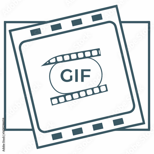 GIF File Format Icon on Film Strip Background - Digital Animation and Multimedia Symbol Vector Illustration