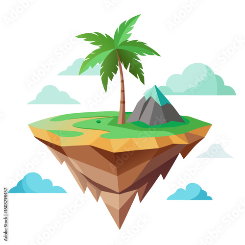 floating island with palm tree