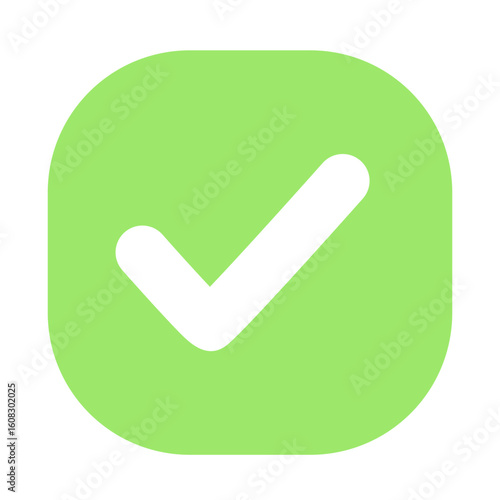 A green rounded square icon with a white checkmark symbol. Perfect for UI indicators, confirmation icons, and success messages.

