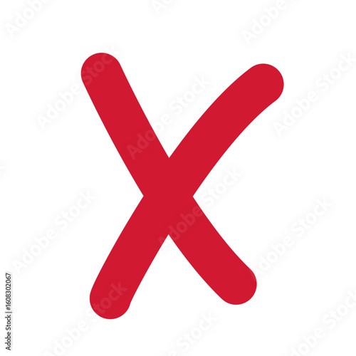  Large red "X" symbol on white background. Common design element for mistakes, incorrect answers, or deletion actions in digital platforms.