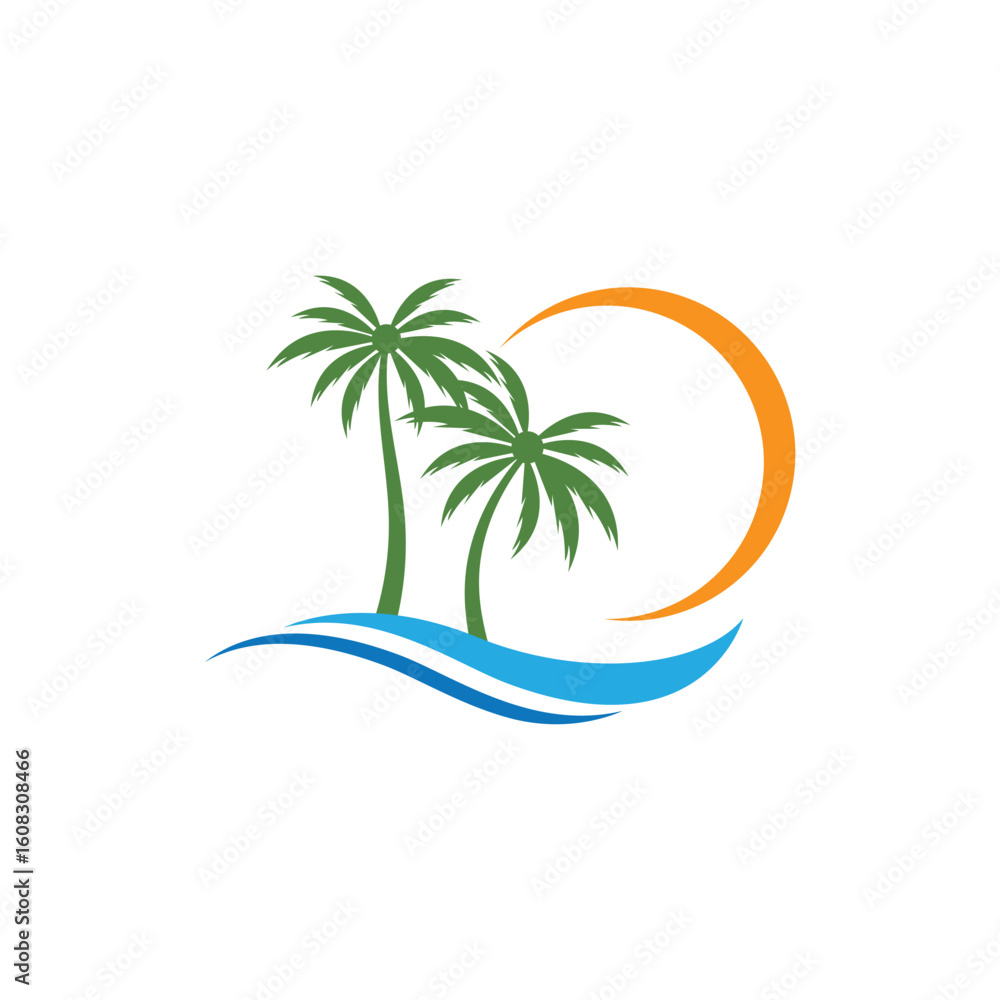 Obraz premium Palm tree summer logo