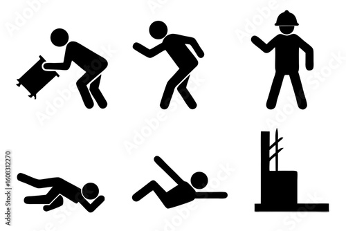 A vector set of black business people pictograms and office worker silhouettes