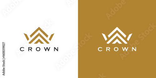 crown logo vector mono line logo design