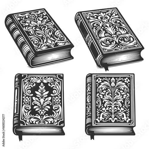 set of vintage floral style book 
