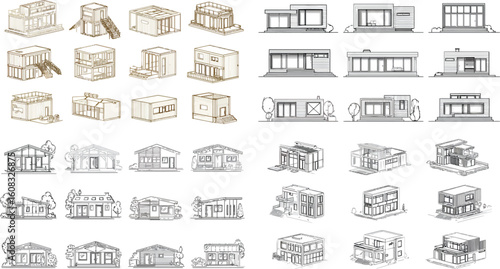 House sketches showcase architectural designs eps