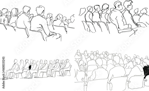 Audience sketch shows people sitting in rows eps