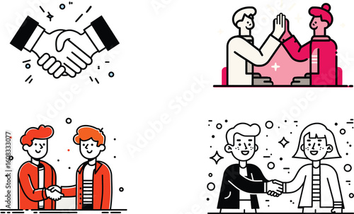 Business deal with handshake and high five eps