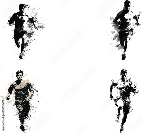 Running man art shows athletic fitness concept eps