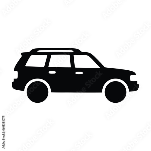 Black silhouette of a station wagon suv