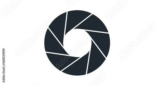 Single Black Camera Aperture Icon on White Background