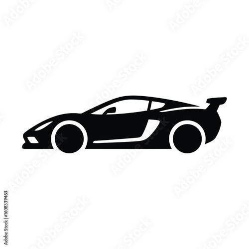 Sleek black sports car silhouette with spoiler