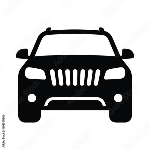 Front view silhouette of an suv car