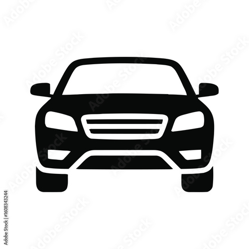 Front view silhouette of a modern car
