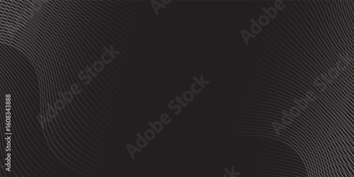 3D black white techno abstract background overlap layer on dark space with waves effect decoration.