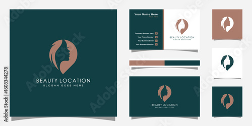 Woman place logo inspiration . feminine pin logo design template . woman finder logo and business card design