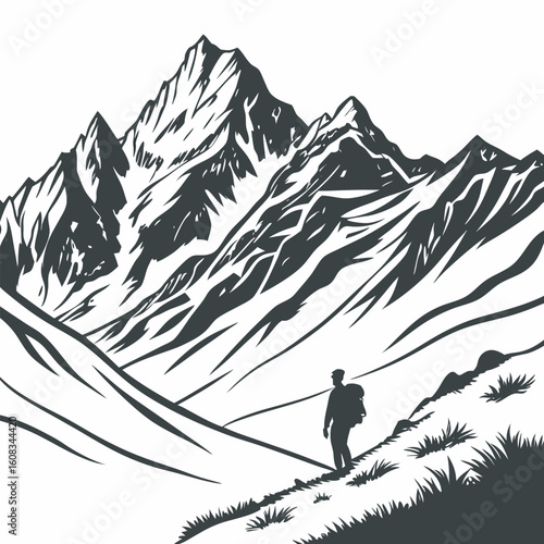 skiing in the mountains