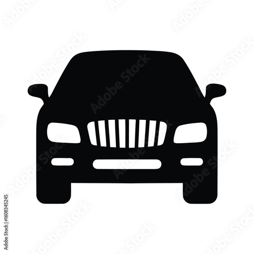 Black silhouette of a modern luxury suv front view
