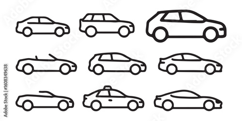 Transport icon set. Transportation in linear style. Vector illustration