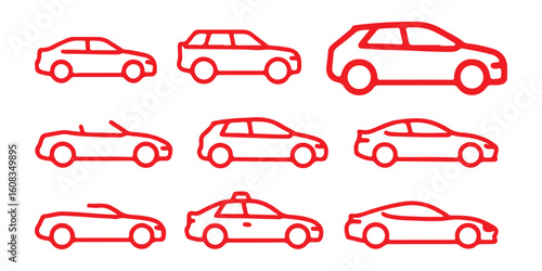 Transport icon set. Transportation in linear style. Vector illustration