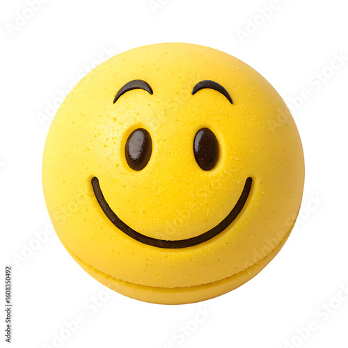 Happy 3D yellow smiley face isolated on white background