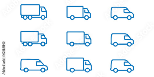 Transport icon set. Transportation in linear style. Vector illustration