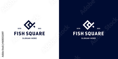 square fish logo design vector animals