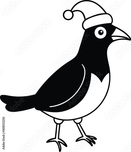 cartoon vector full body wear a christmas hat myna.eps