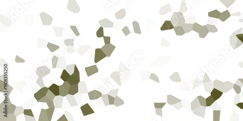 Abstract mosaic background with organic shapes in shades of green and grey on white space