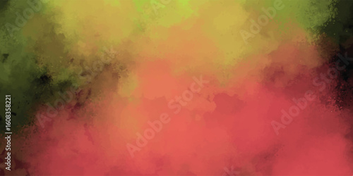 Abstract watercolor background in shades of green orange and red artistic splatter design for creative projects