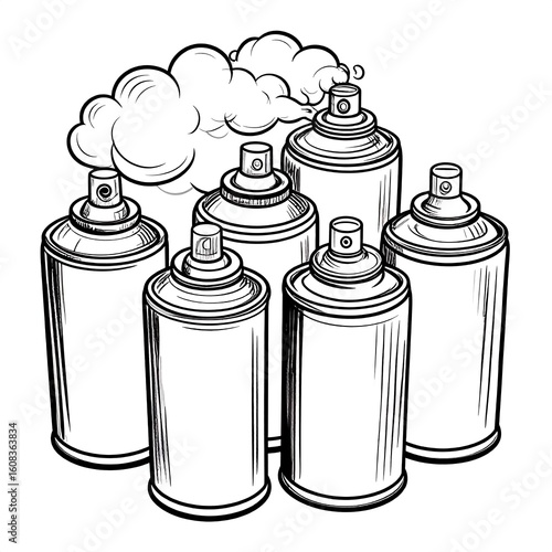 Spray cans, graphic art