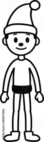 cartoon vector full body wear a christmas hat rail.eps