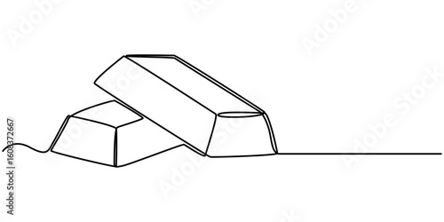 Golden bar or bullion continuous one line drawing vector illustration. Saving or storage of finances, money, capital, gold. 