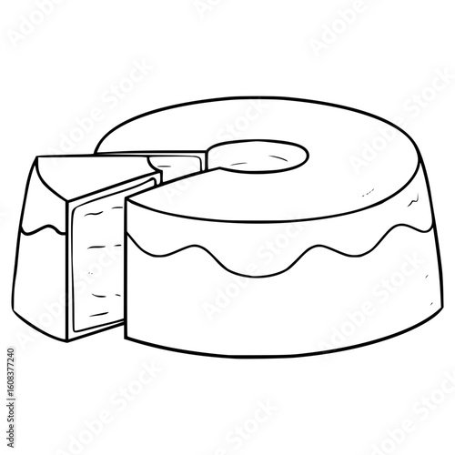 chiffon cake illustration hand drawn outline vector