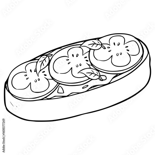bruschetta illustration hand drawn outline vector