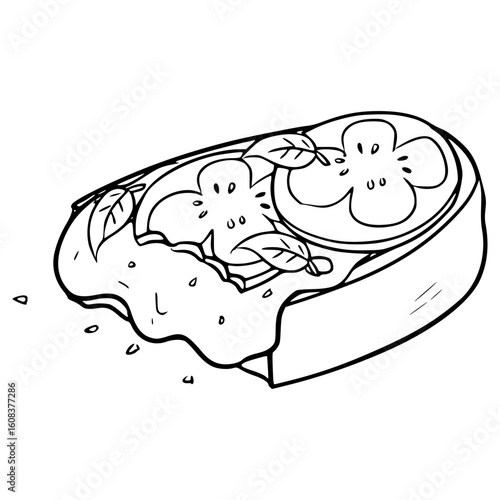 bruschetta bites illustration hand drawn outline vector