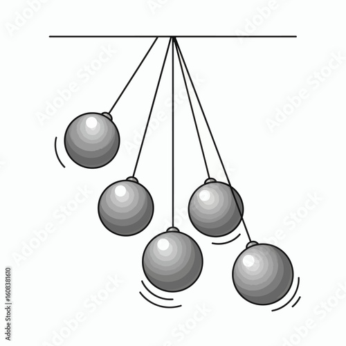 Swinging balls suspended from a horizontal line