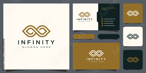 infinity loop with line art style symbol and business card