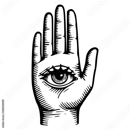 Hamsa hand with all-seeing eye symbol