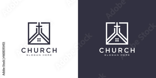 church christian logo design vector