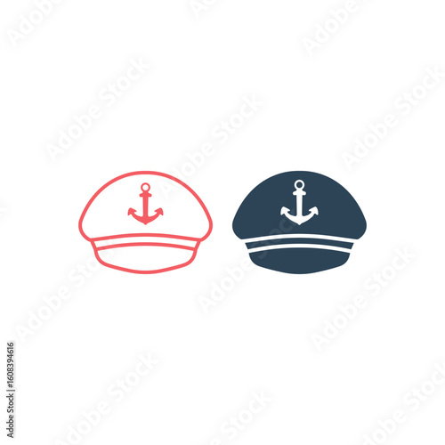 Captain hat vector illustration icons set