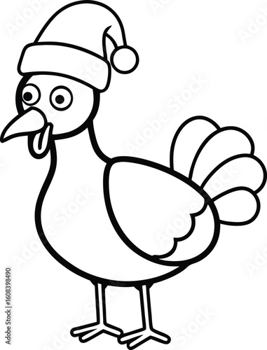 cartoon vector full body wear a christmas hat turk.eps