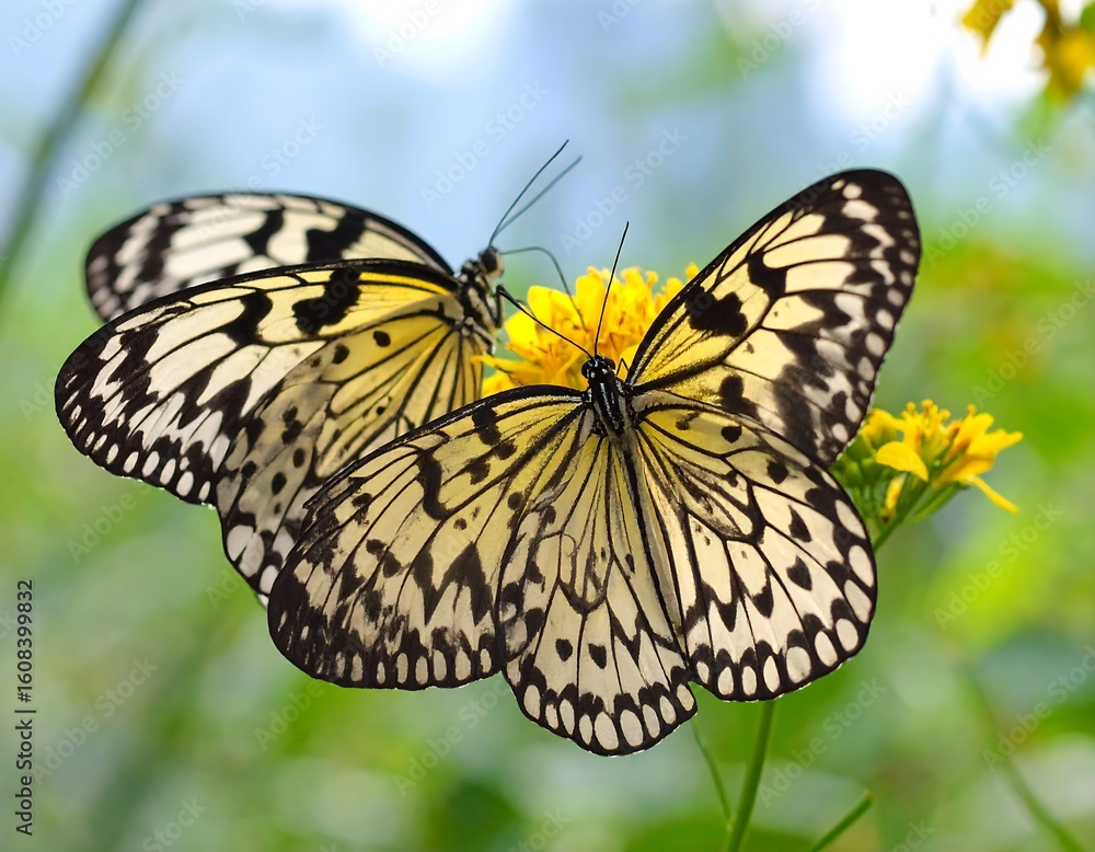 Obraz premium Two butterflies on a flower