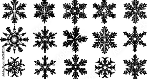 set of Snowflakes Set - Practical and Stylish Fakes for Graphics, Designers and Home Use, Vector Illustration

