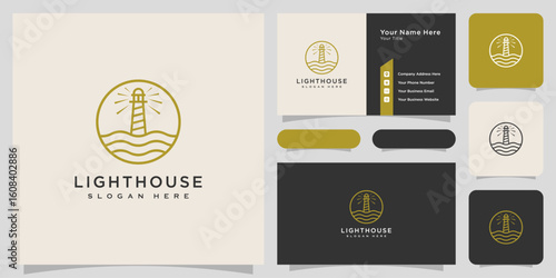 Minimalist line abstract lighthouse logo design