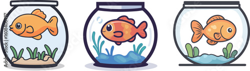 Cartoon fish tank illustration material
